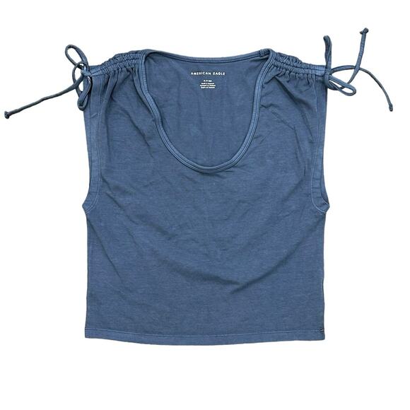 NWOT American Eagle Cinch Shoulder Crop Tee Blue Size Small - Picture 1 of 4